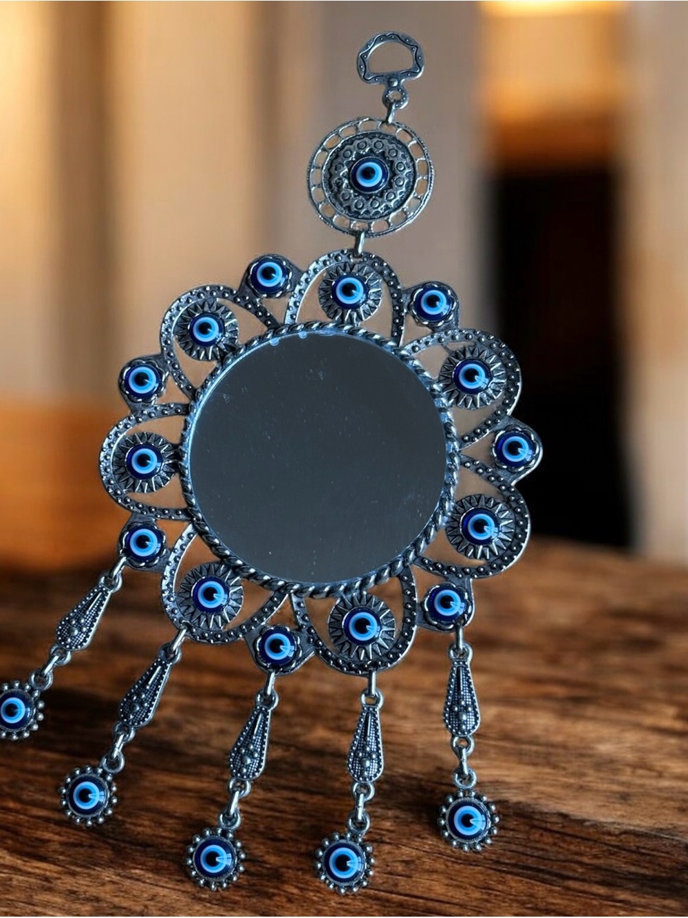 Antique Silver Mirror Amulets Decorative Wall Accent - Picture 6 of 9